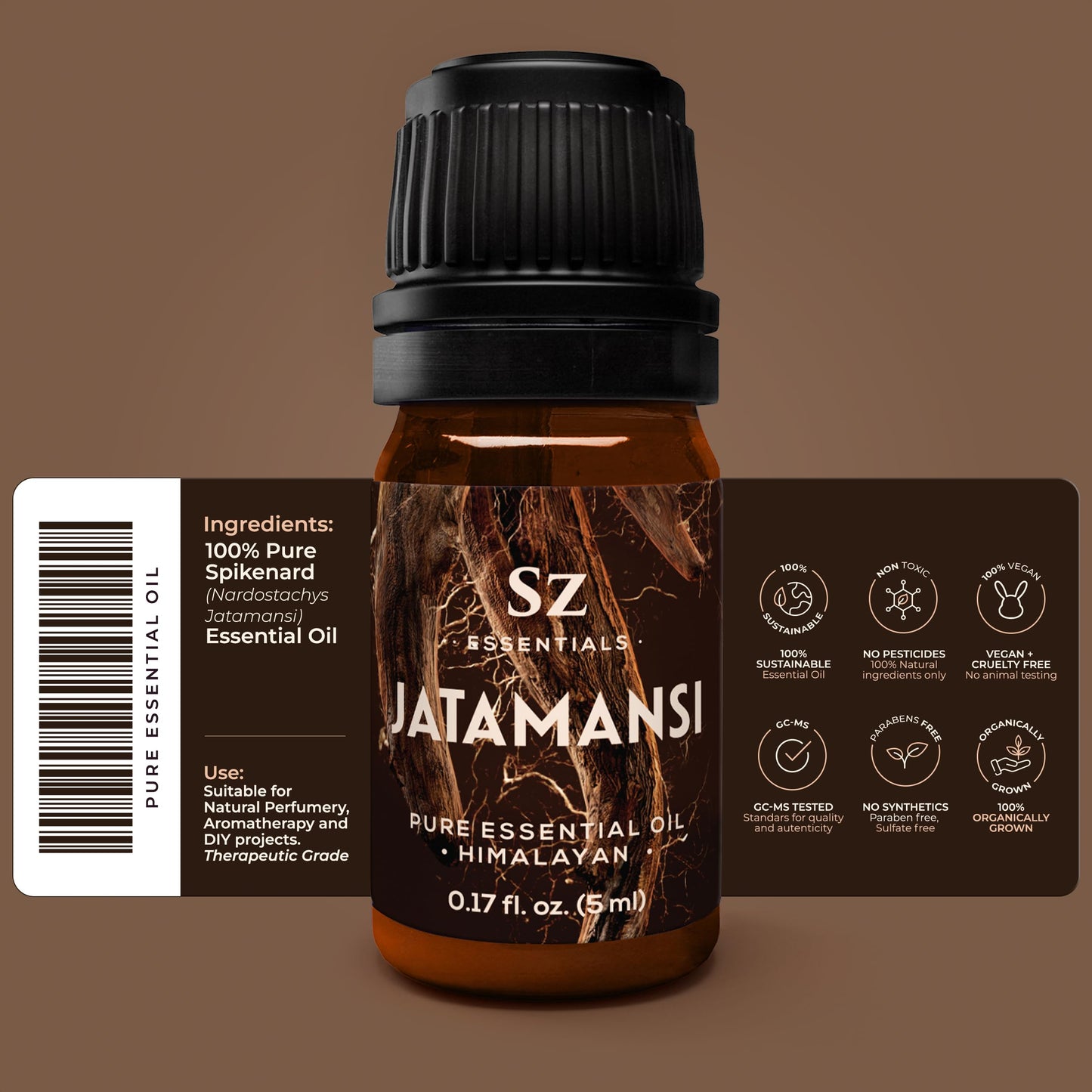 Sz Essentials Jatamansi Essential Oil – Pure Spikenard, Therapeutic Grade