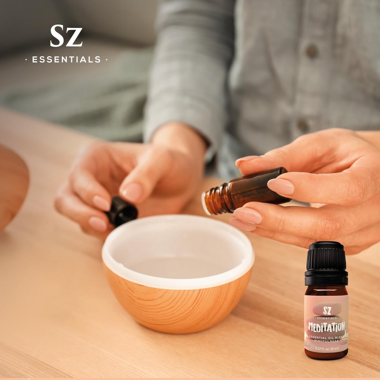 SZ Essentials Meditation Essential Oil Blend - 100% Pure, Vegan, 0.17oz (5ml) - Ideal for Shadow Work, Yoga & Meditation