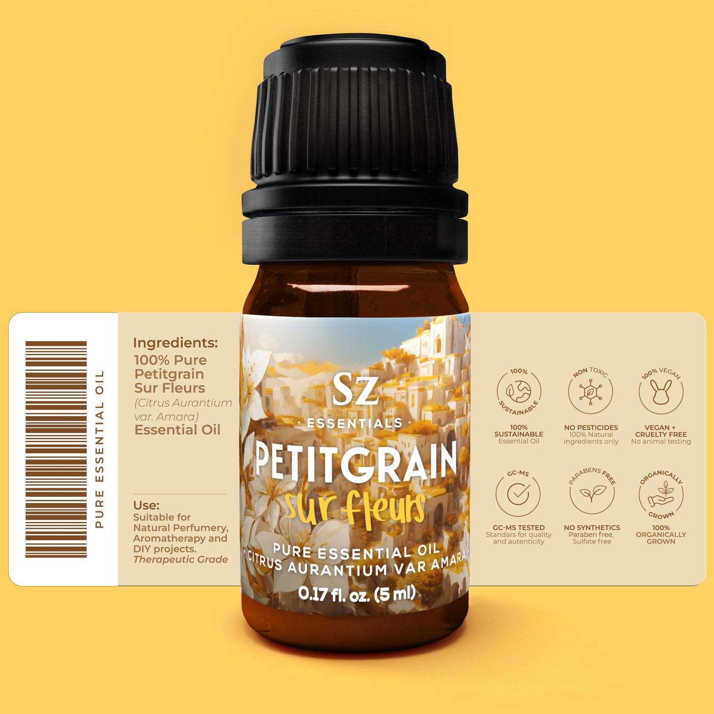 Sz Essentials Petitgrain Sur Fleurs Essential Oil – 100% Pure & Therapeutic Grade