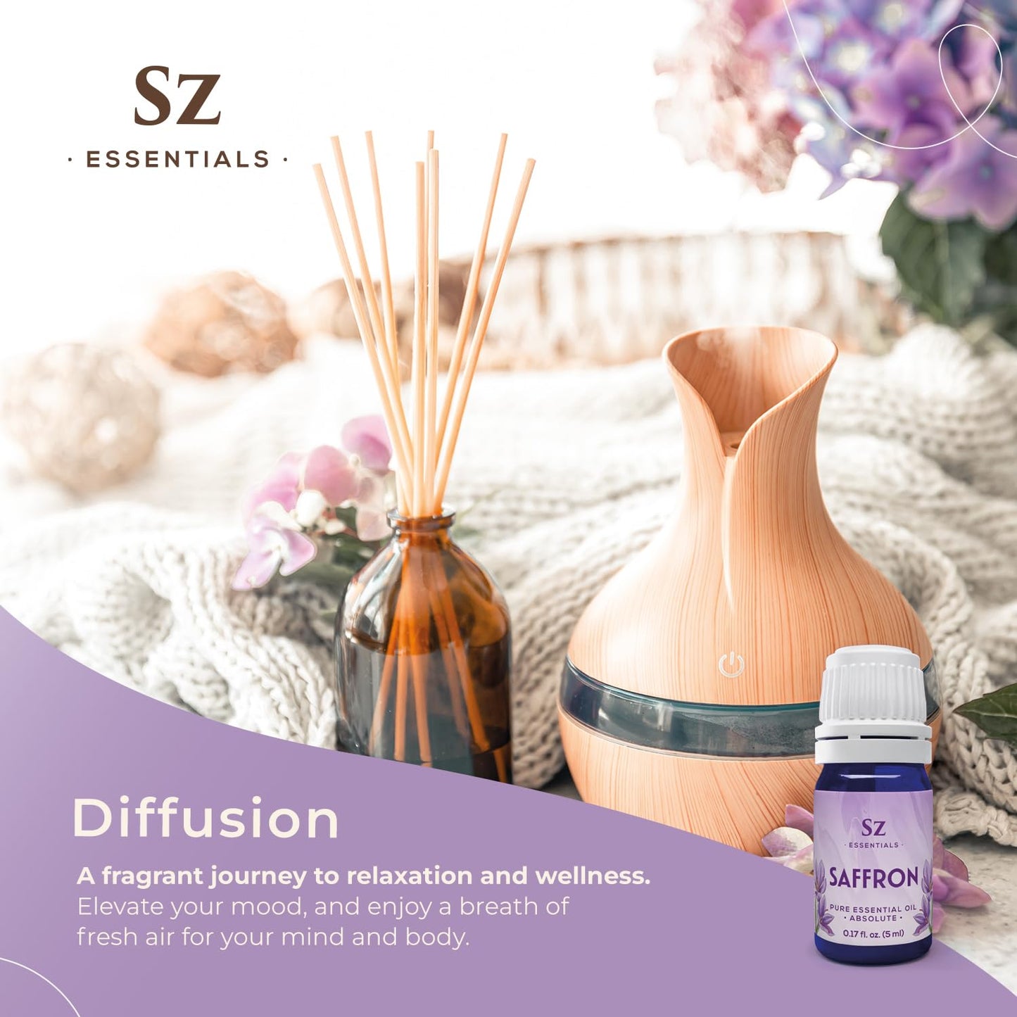 Sz Essentials Saffron Essential Oil – 100% Pure, Therapeutic Grade, Vegan (0.17oz/5ml)