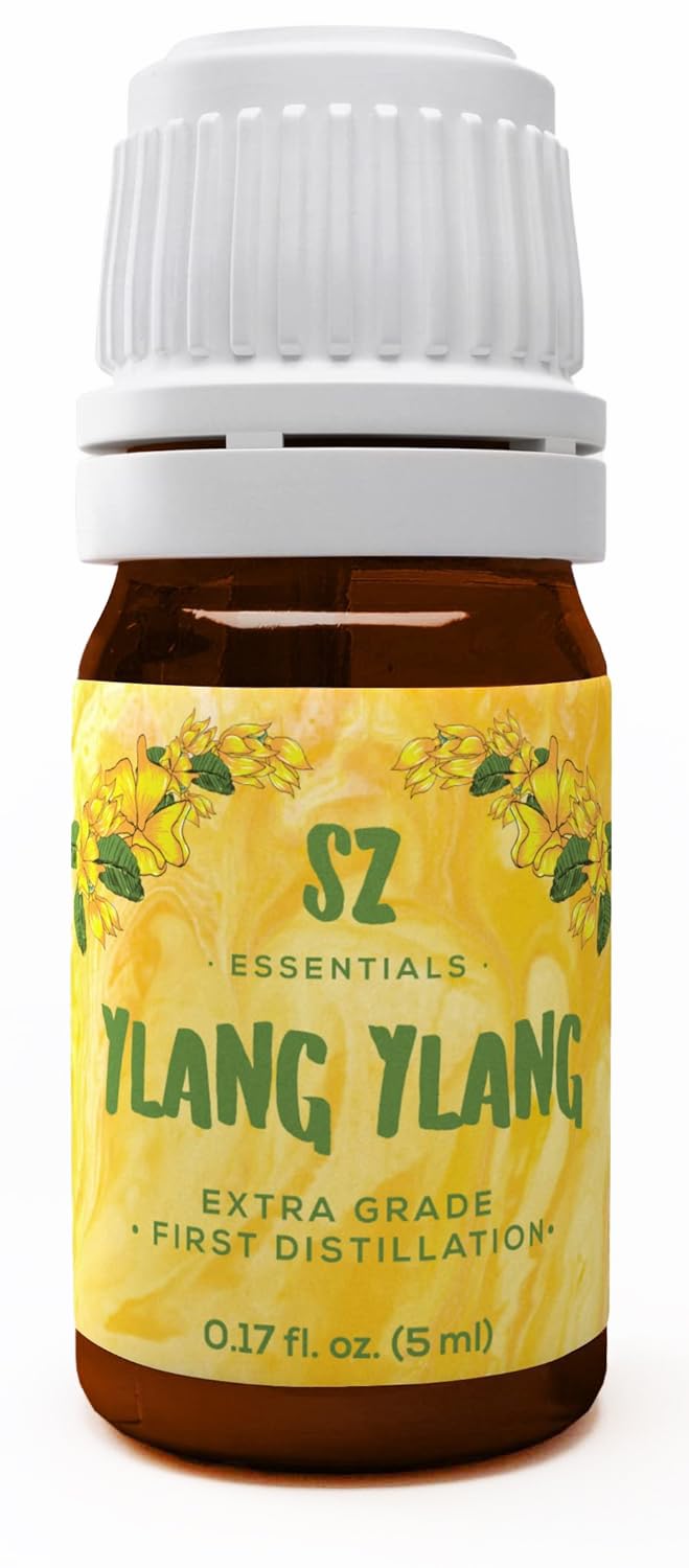 SZ Essentials Ylang Ylang Essential Oil – 0.17oz, 100% Pure & Undiluted
