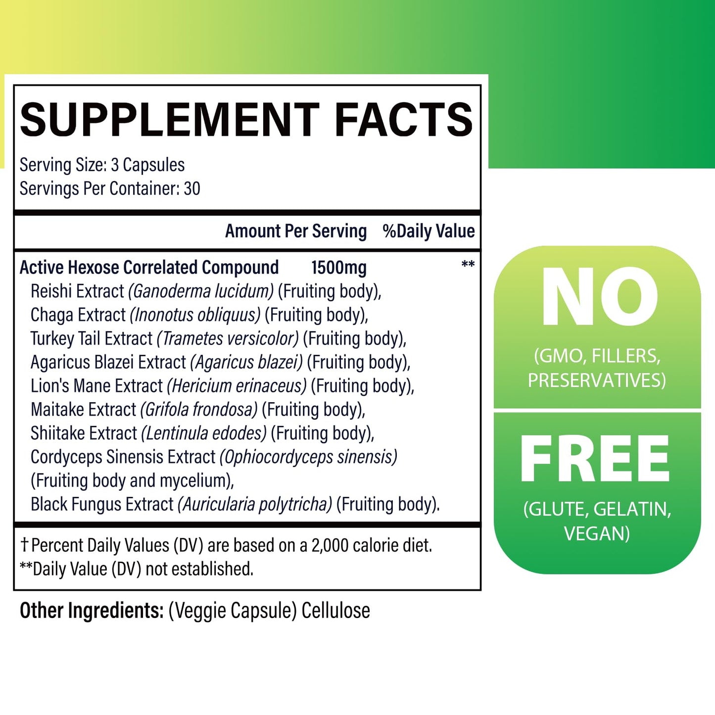 SZCZEKIN AHCC 1500 mg with 8 Mushroom Extracts – 540 Vegan Capsules