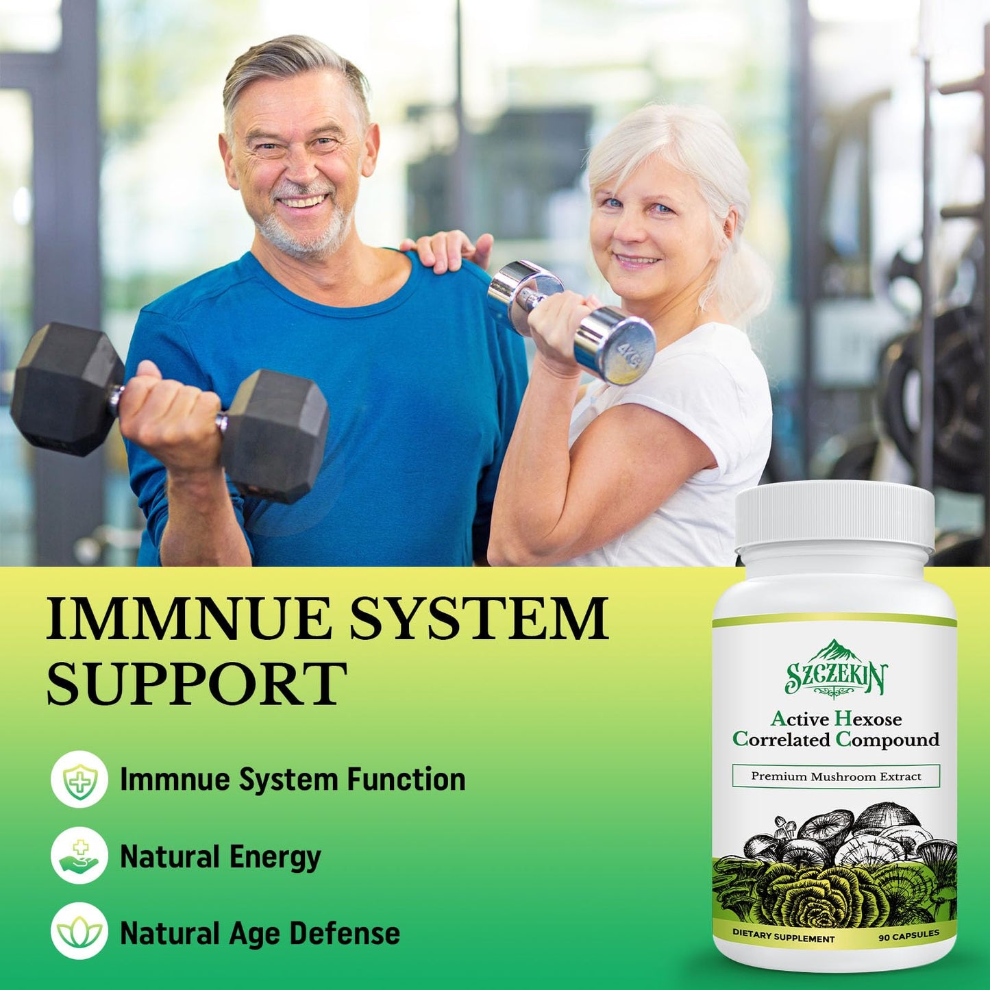 SZCZEKIN AHCC 1500 mg with 8 Mushroom Extracts – 540 Vegan Capsules