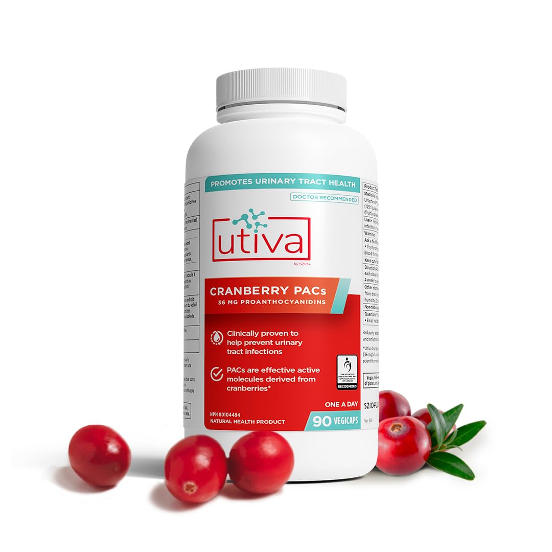 Szio+ Utiva Cranberry PACs – 36 mg PACs for UTI Support | 90 Veggie Capsules