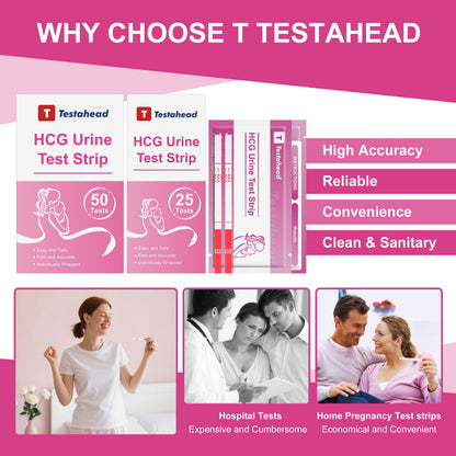 T TESTAHEAD Pregnancy Test Strips – 25 Count, High Sensitivity for Early Detection