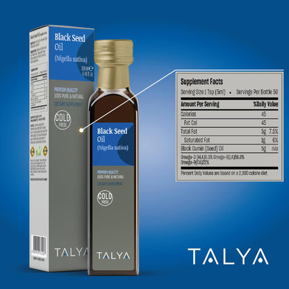 TALYA Black Seed Oil 8.45 fl oz (250 ml) – Cold Pressed Turkish Black Seed Oil – Immune Support