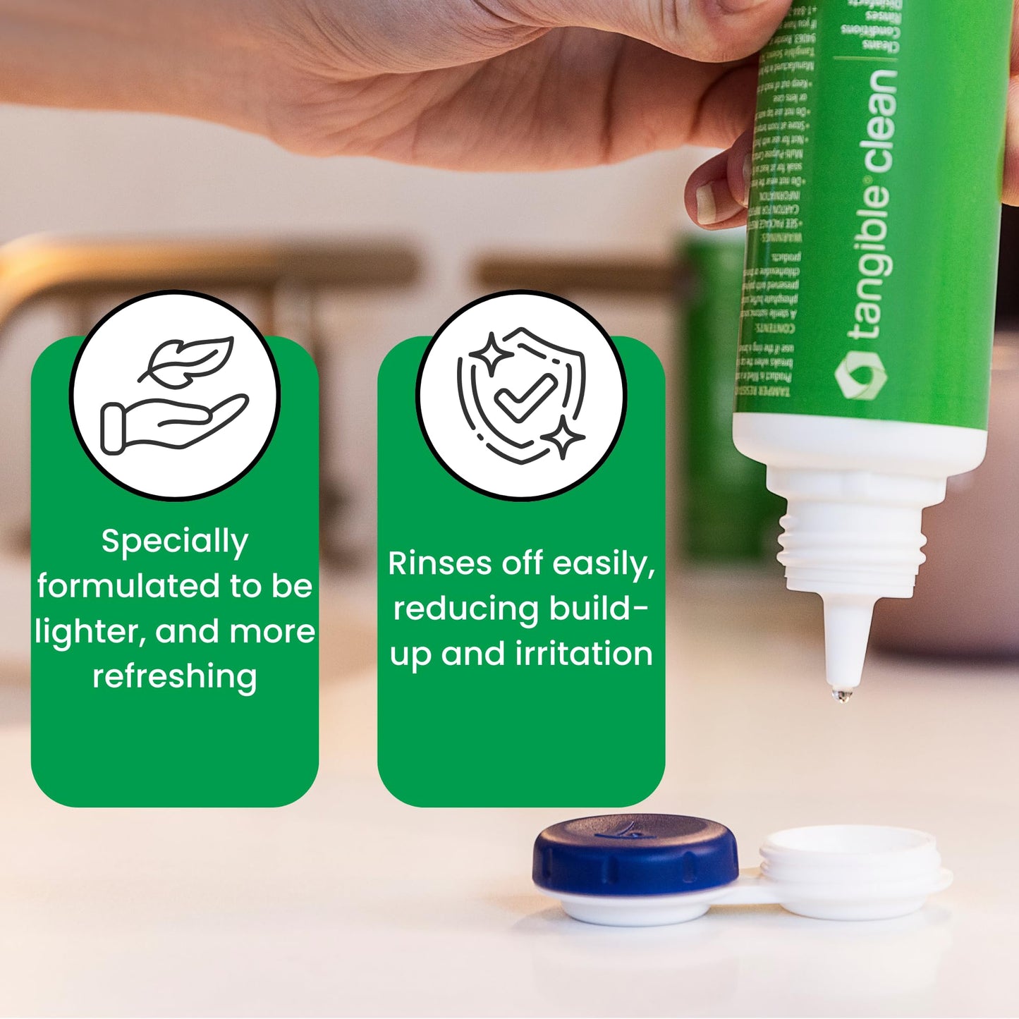 Tangible Clean Multi-Purpose Contact Lens Solution – Scleral, RGP & Gas Permeable, 12 oz with Case