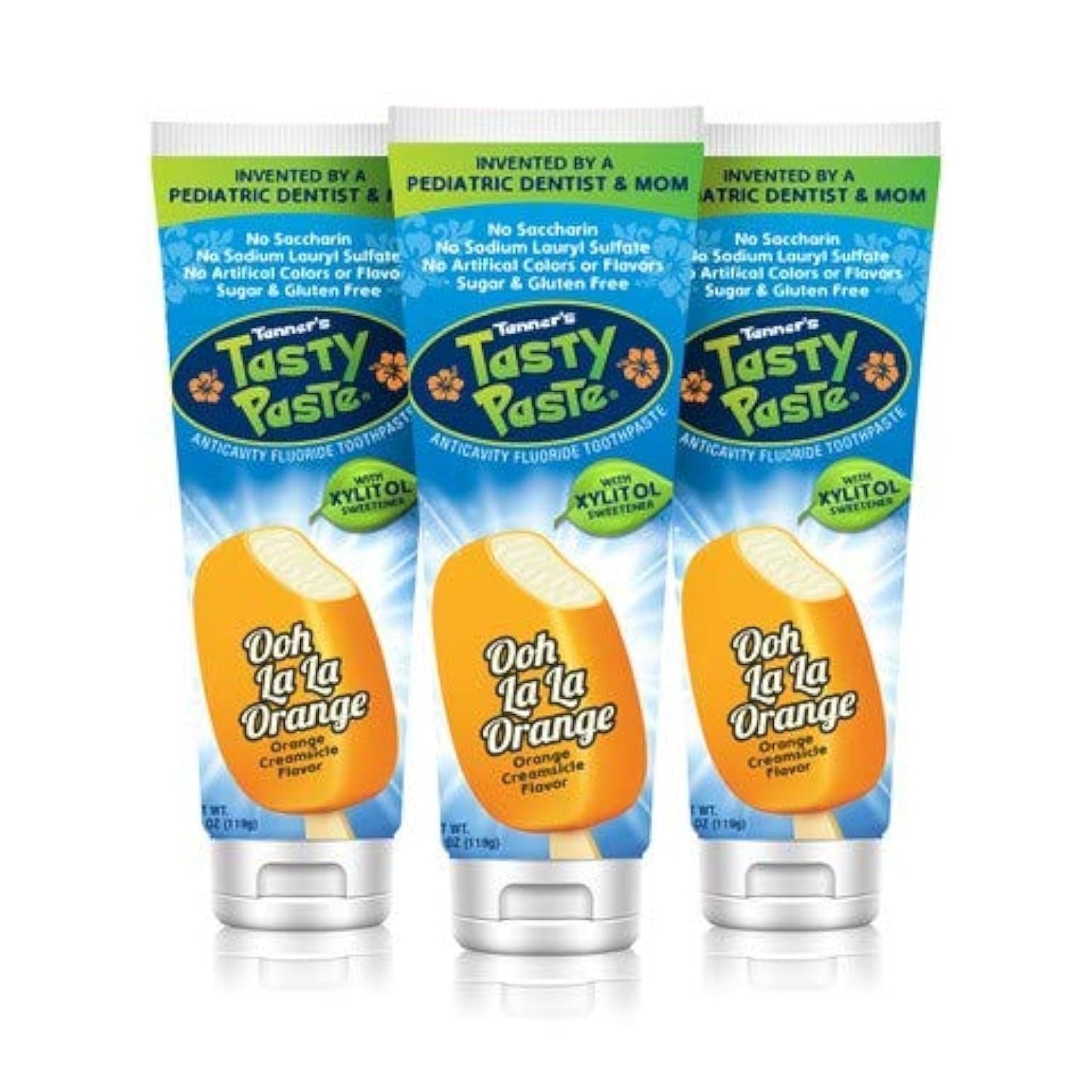 Tanner's Tasty Paste Ooh La La Orange - Anticavity Fluoride Kids Toothpaste (3-Pack)