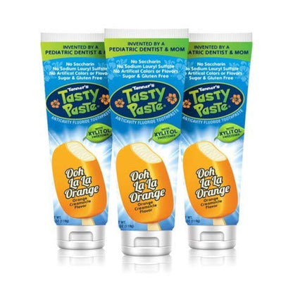 Tanner's Tasty Paste Ooh La La Orange - Anticavity Fluoride Kids Toothpaste (3-Pack)