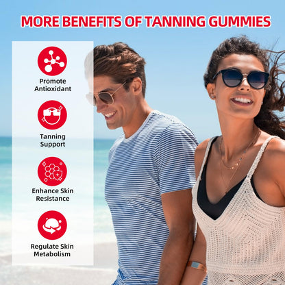 Tanning Gummies for Men & Women - Sugar Free, Vegan 60 Count with Astaxanthin, Lycopene & L-Tyrosine