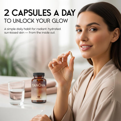 Tanova Tanning Pills – Natural Golden Glow, Skin Resilience & Anti-Aging Support – 60 Capsules