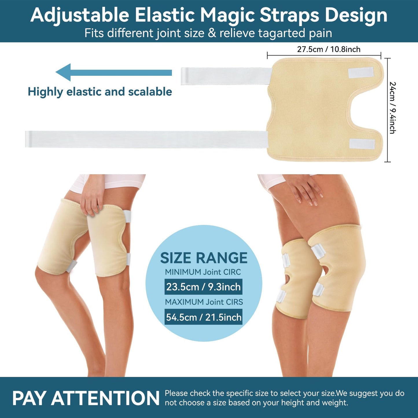 Taoscare Upgraded Castor Oil Knee Wrap – Larger Size, Adjustable Velcro, Waterproof & Reusable (2 Pack)