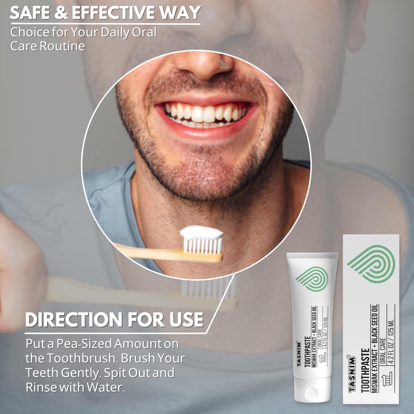 Tasnim Miswak Toothpaste 125ml - Fluoride Free Natural Oral Care