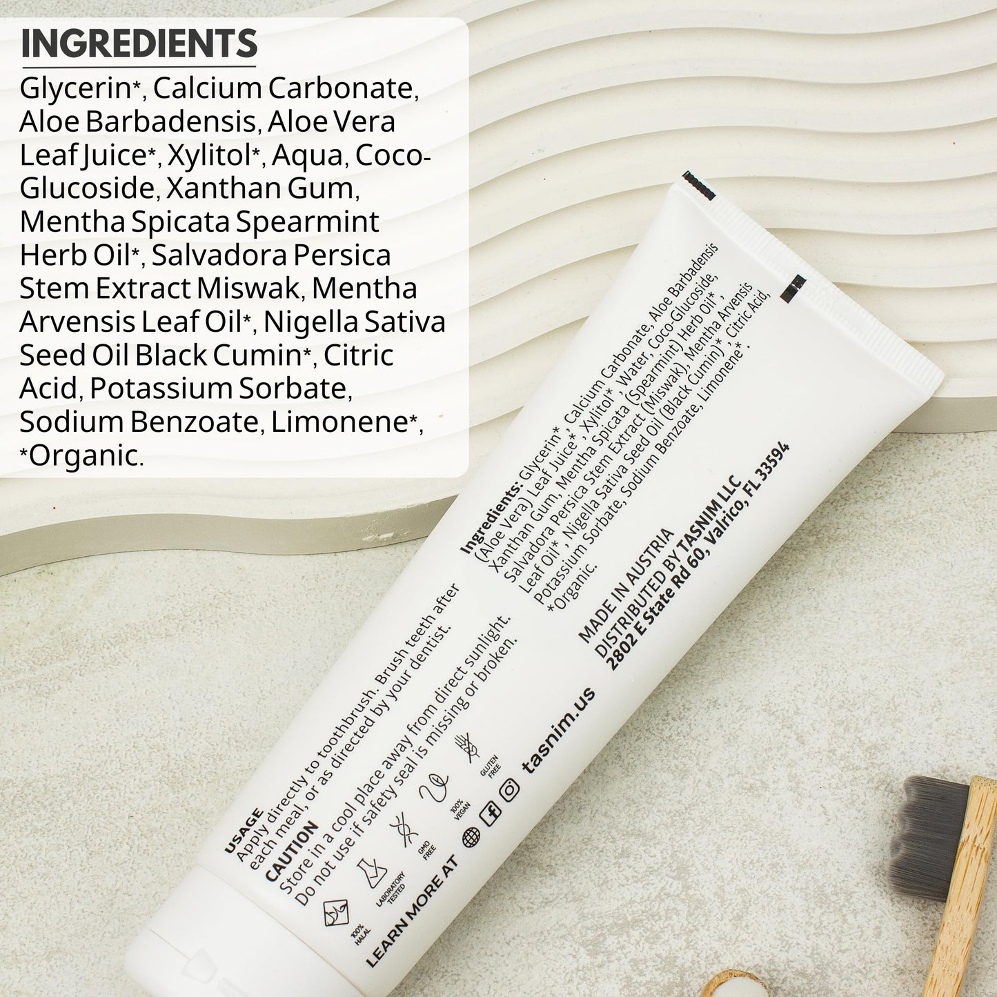 Tasnim Miswak Toothpaste 125ml - Fluoride Free Natural Oral Care