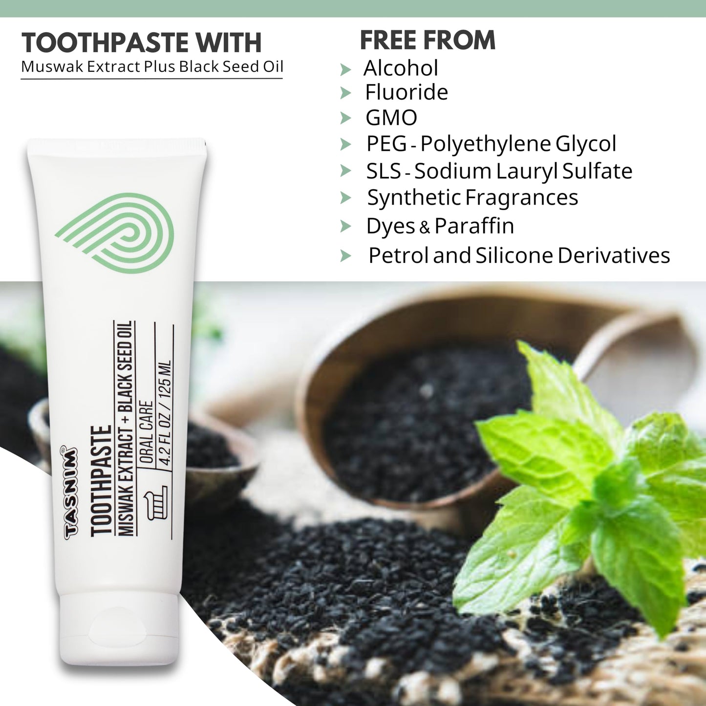 Tasnim Miswak Toothpaste 125ml - Fluoride Free Natural Oral Care