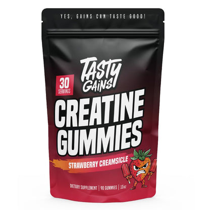 TASTY GAINS Creatine Gummies – 90g, 1g Monohydrate per Gummy, Made in USA