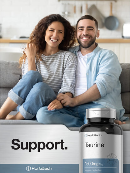 Horbäach Taurine Supplement 1500mg | 180 Capsules | Non-GMO & Gluten Free