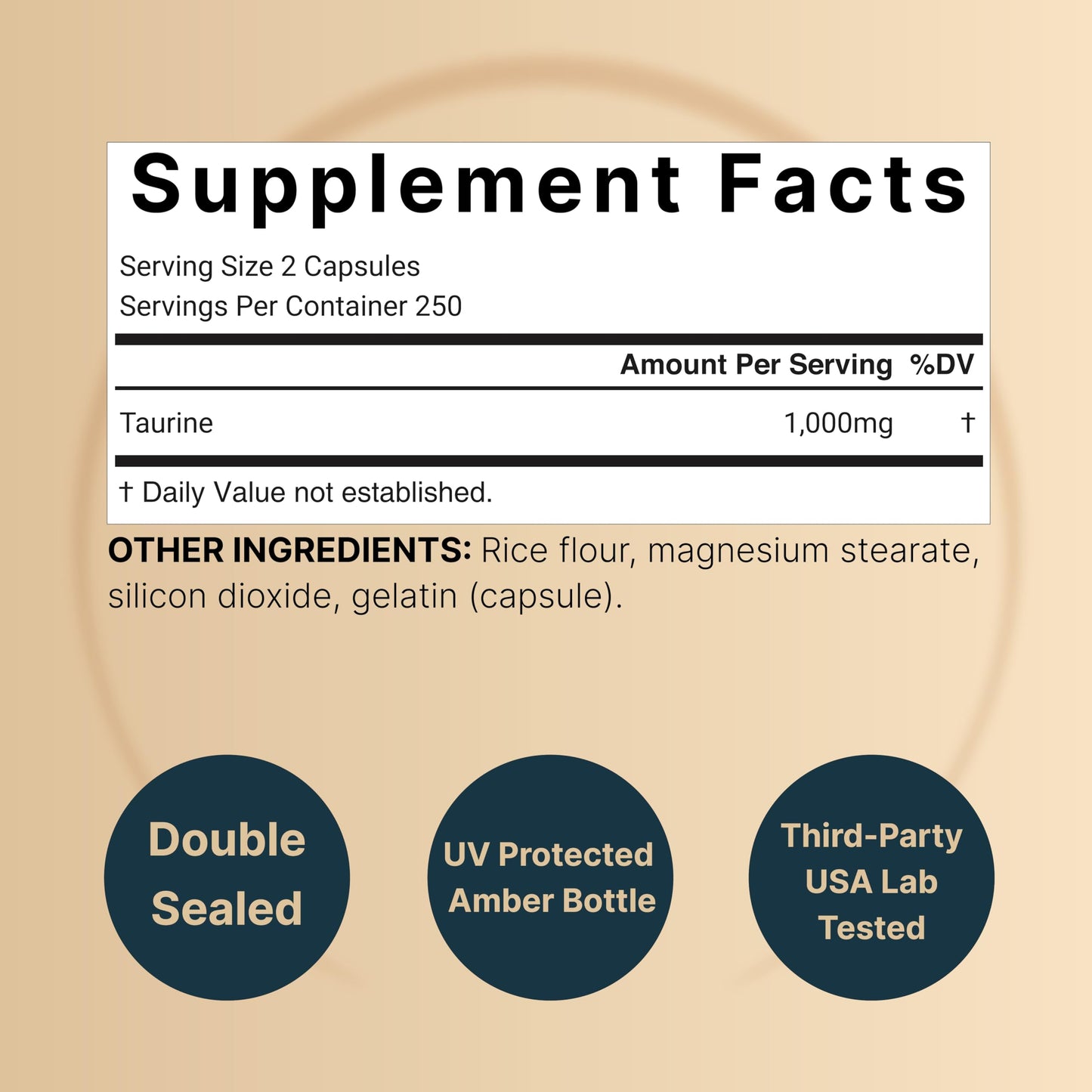 NatureBell Taurine 1,000mg – 500 Capsules | Double Strength Taurine Supplement – Non-GMO & Gluten Free
