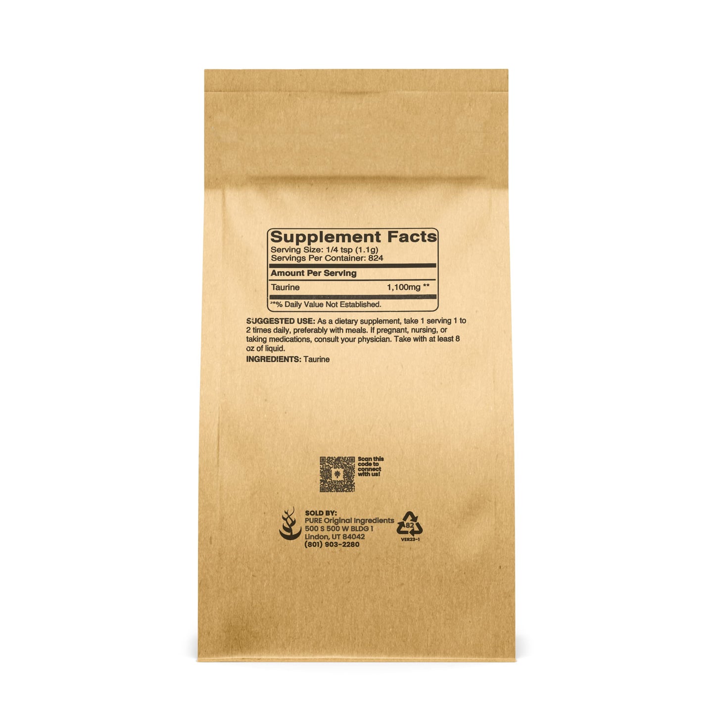 Pure Original Ingredients Taurine Powder (2 lb) – Dietary Supplement | Always Pure