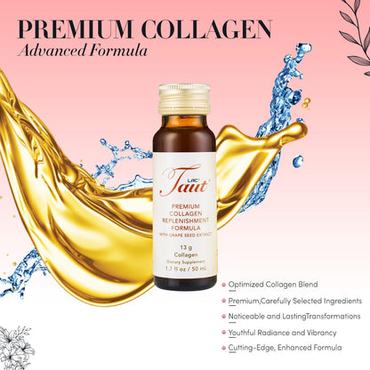 TAUT Liquid Collagen for Women – 13,000mg Marine Collagen + Hyaluronic Acid (8 Bottles)