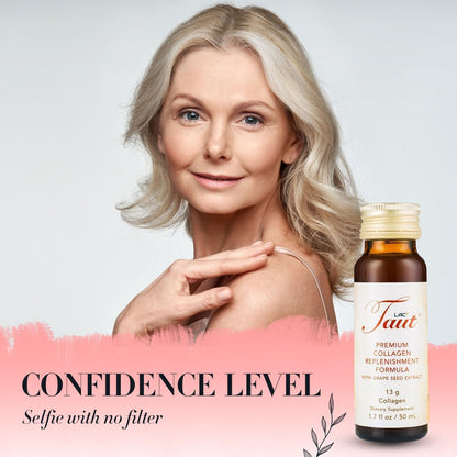 TAUT Liquid Collagen for Women – 13,000mg Marine Collagen + Hyaluronic Acid (8 Bottles)