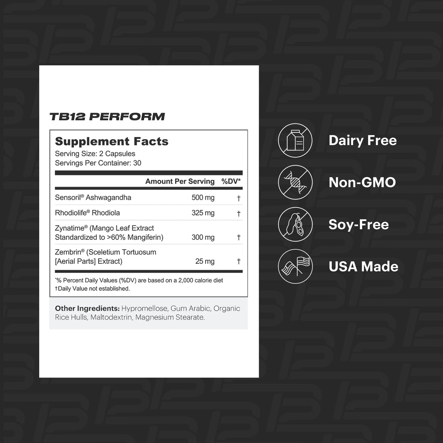 TB12 Perform – Premium Performance Supplement for Steady Energy, Focus & Mood