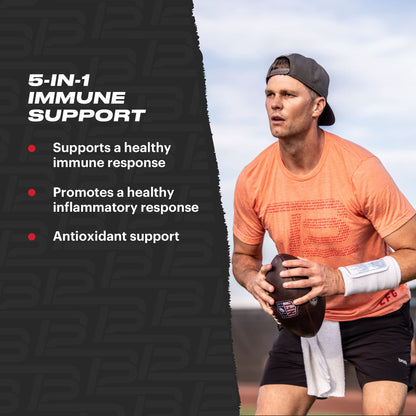 TB12 Protect – Premium 5-in-1 Immune Support with Zinc, Vitamin C, Beta Glucan, Elderberry | 60 Capsules