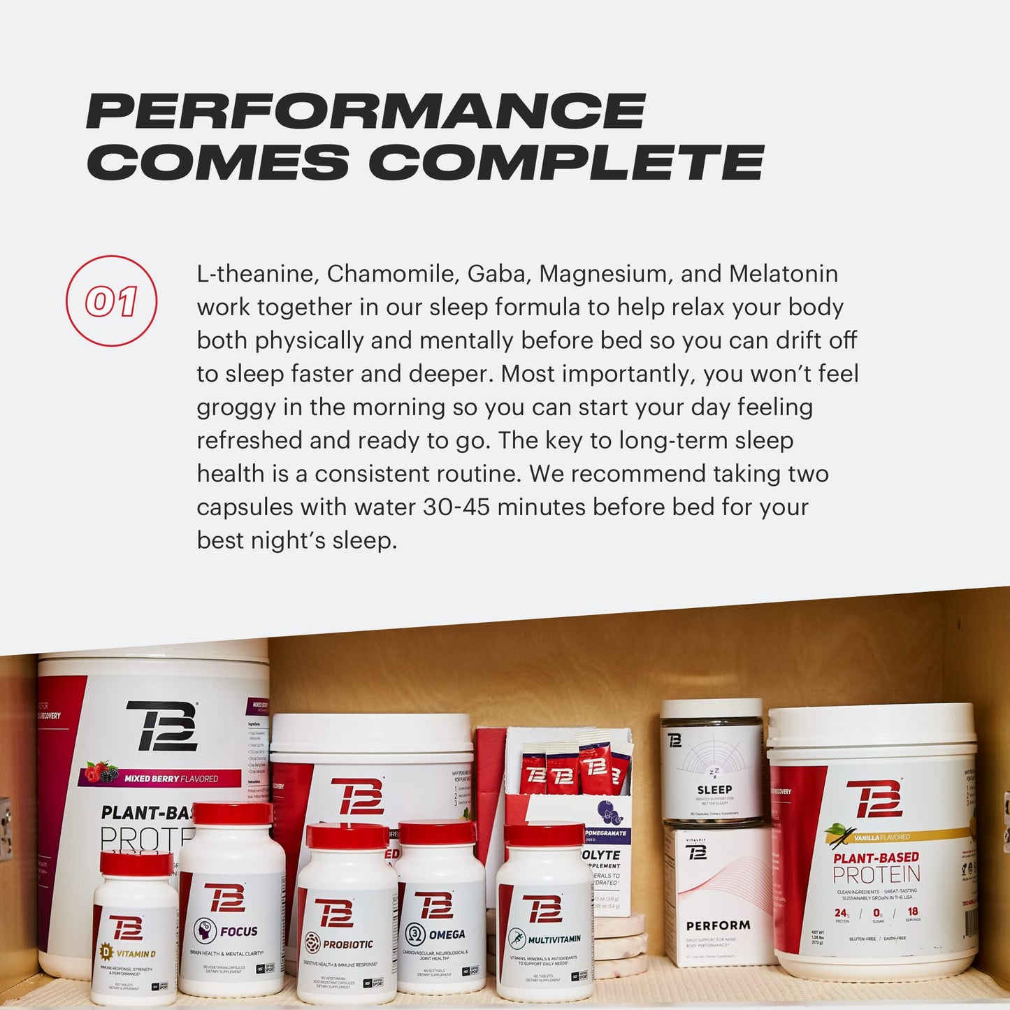 TB12 Sleep - Sleep Support with Magnesium, L-Theanine, Chamomile, GABA & Melatonin
