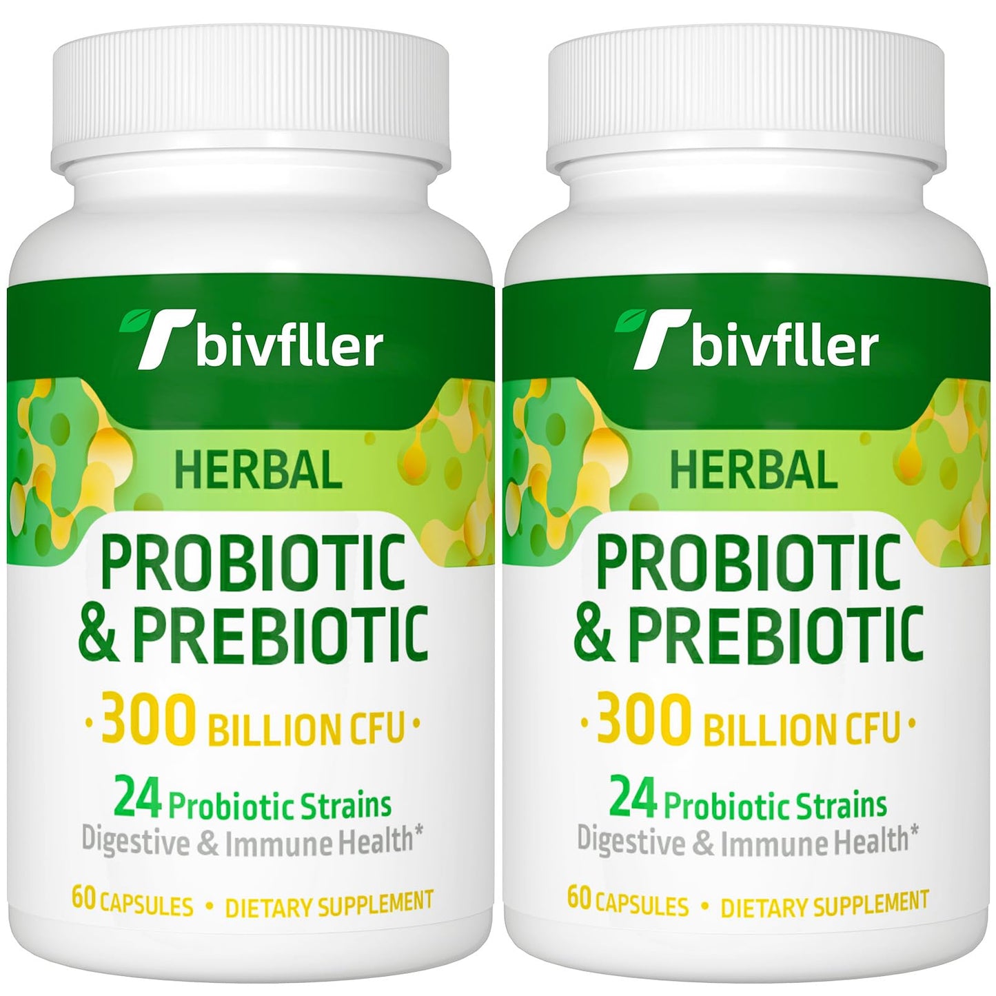 Tbivfller Probiotics for Women & Men — 300B CFU, 24 Strains, 15 Organic Herbs, 4 Month Supply