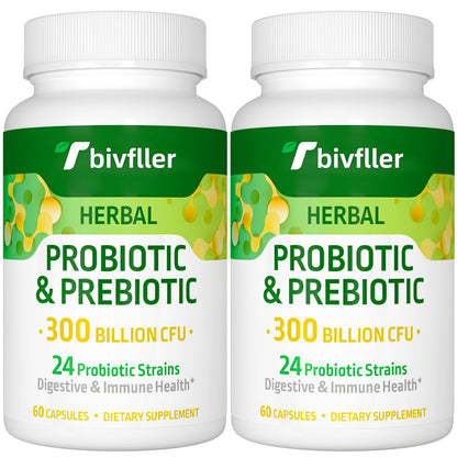 Tbivfller Probiotics for Women & Men — 300B CFU, 24 Strains, 15 Organic Herbs, 4 Month Supply