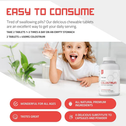 TBR Labs Bovine Colostrum Powder – Grass-Fed, Strawberries & Cream, 180 Tablets (90 Servings)