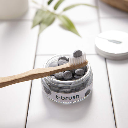 T-brush Whitening Travel Toothpaste Tablets – Natural, Activated Charcoal, Fluoride-Free, SLS-Free, Vegan – 90 Tablets