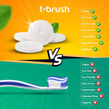 T-brush Whitening Travel Toothpaste Tablets – Natural, Activated Charcoal, Fluoride-Free, SLS-Free, Vegan – 90 Tablets