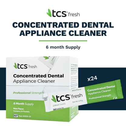 TCS Fresh Dental Appliance Cleaner – 24 Count, Mint Flavor, Professional Strength (6 Month Supply)