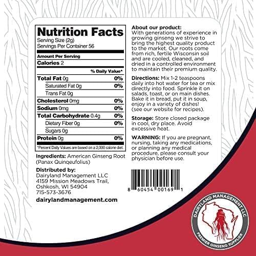 Dairyland Concentrated American Ginseng Powder 西洋参 - 8 oz Pack of Wisconsin Ginseng Powder - Non-GMO, Gluten Free - Herbal Supplement for Smoothies, Baking, Tea