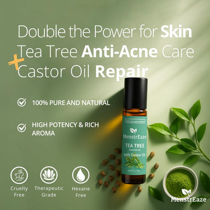 Tea Tree & Castor Oil Roll-On – 100% Pure, Natural, Acne & Skin Nourishing (10ml)