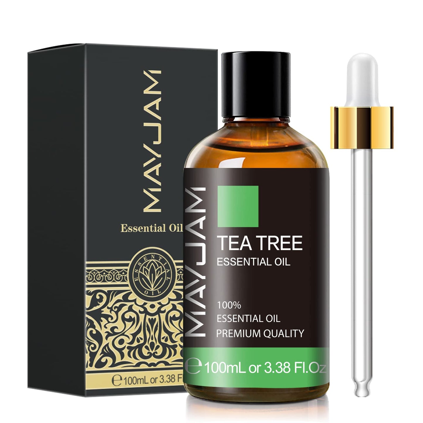 Tea Tree Essential Oil for Diffuser | MAYJAM Pure Essential Oils, 3.38 fl oz Bottle with Glass Dropper