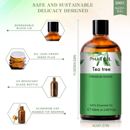 Tea Tree Essential Oil 100ml | PHATOIL Pure Aromatherapy for Diffuser, Humidifier & DIY Projects