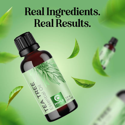 Pure Tea Tree Oil for Hair, Skin & Nails – 100% Pure, Undiluted (1 Fl Oz)