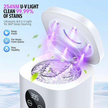 TEBAL Ultrasonic Retainer Cleaner Machine – 52kHz, 250ml, White