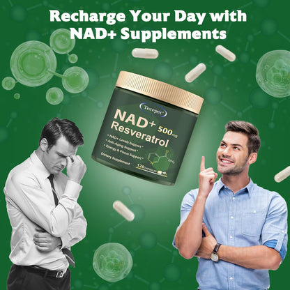 Tecepec NAD+ 650mg Liposomal Supplement with Resveratrol – 120 Vegan Capsules