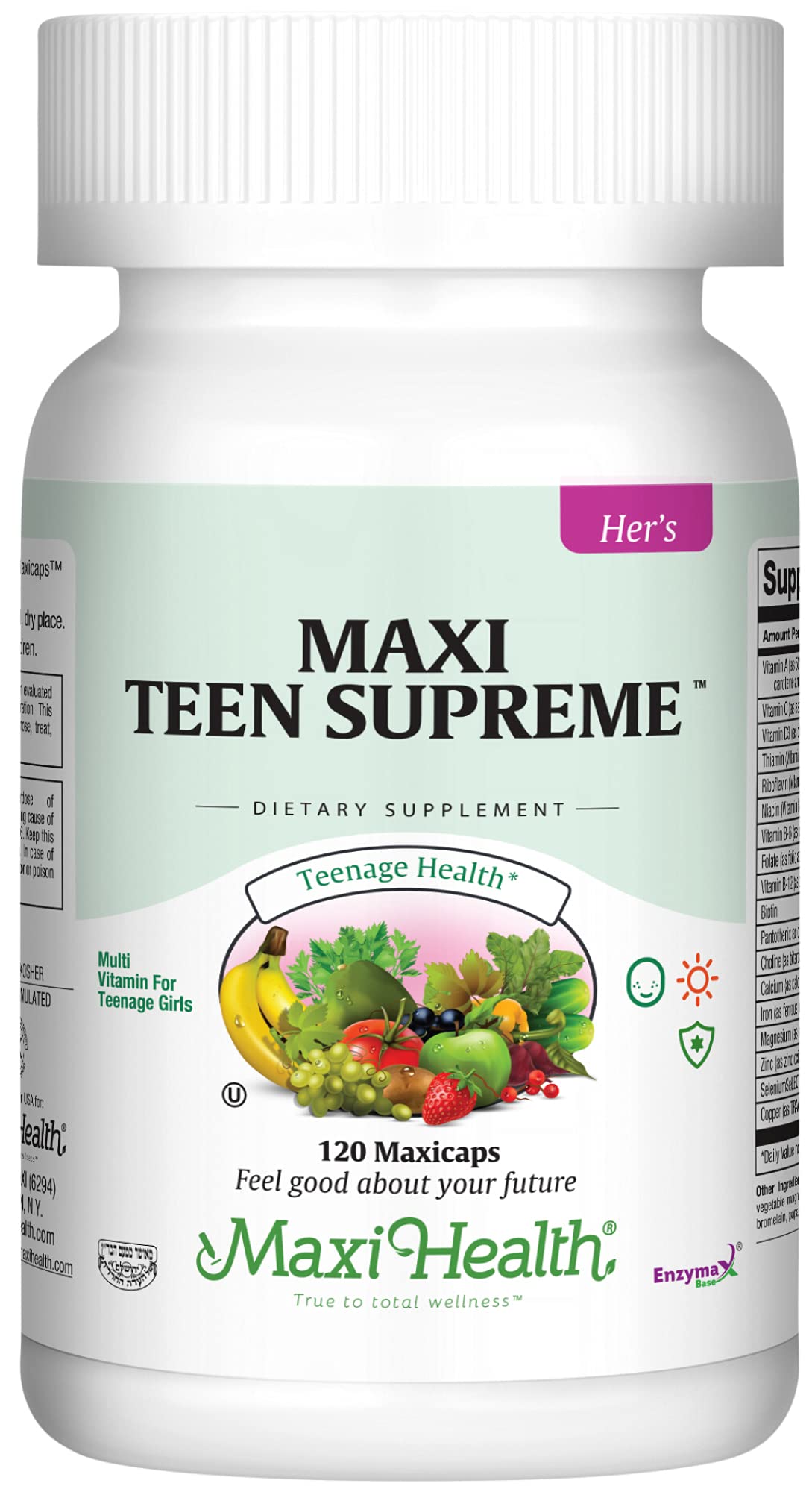 Teen Vitamins for Girls 12-17 | Multivitamin with D3, Iron, Calcium, Biotin & Zinc