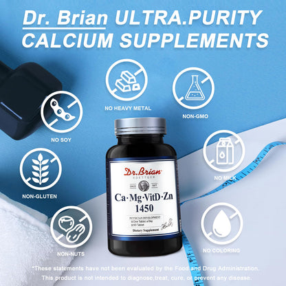 Dr. Brian Calcium Supplement – Bone & Teeth Health, Non-GMO, 90 Tablets