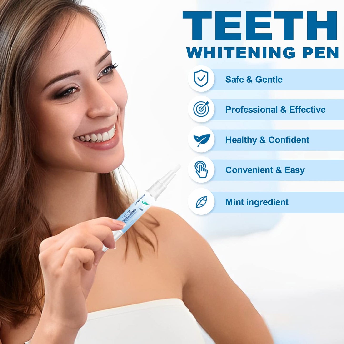 Teeth Whitening Essence Pen – Travel-Friendly Mint, Gentle on Sensitive Teeth (3pcs)