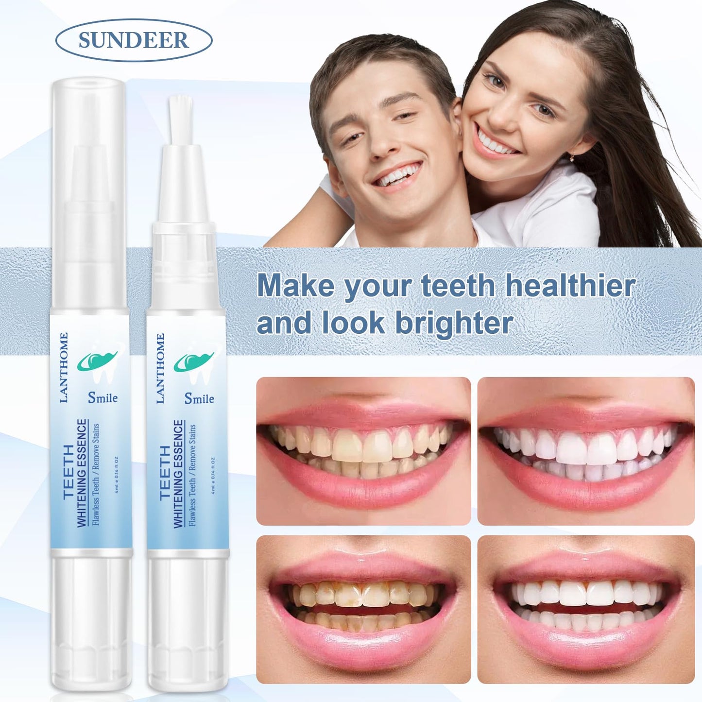 Teeth Whitening Essence Pen – Travel-Friendly Mint, Gentle on Sensitive Teeth (3pcs)