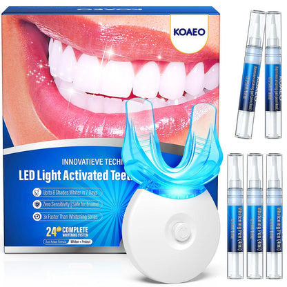 Teeth Whitening Kit – 3 Pens + 2 Desensitizing Pens | LED Light, 35% Carbamide Peroxide