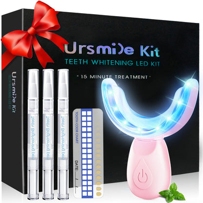 Teeth Whitening Kit for Sensitive Teeth - 16 LED Light, 30 Min - Pink
