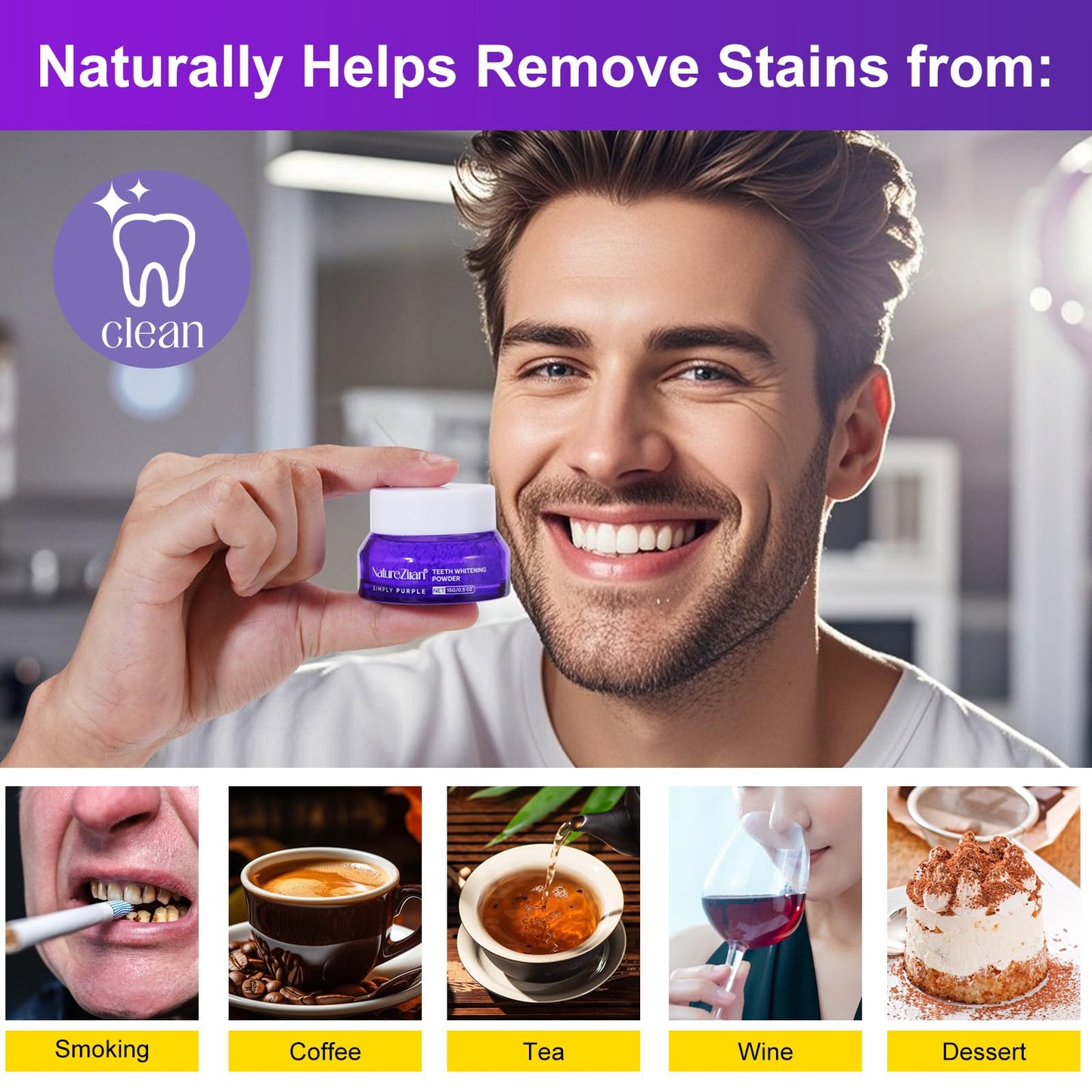 Teeth Whitening Powder - Removes Stains, No Sensitivity | Coffee