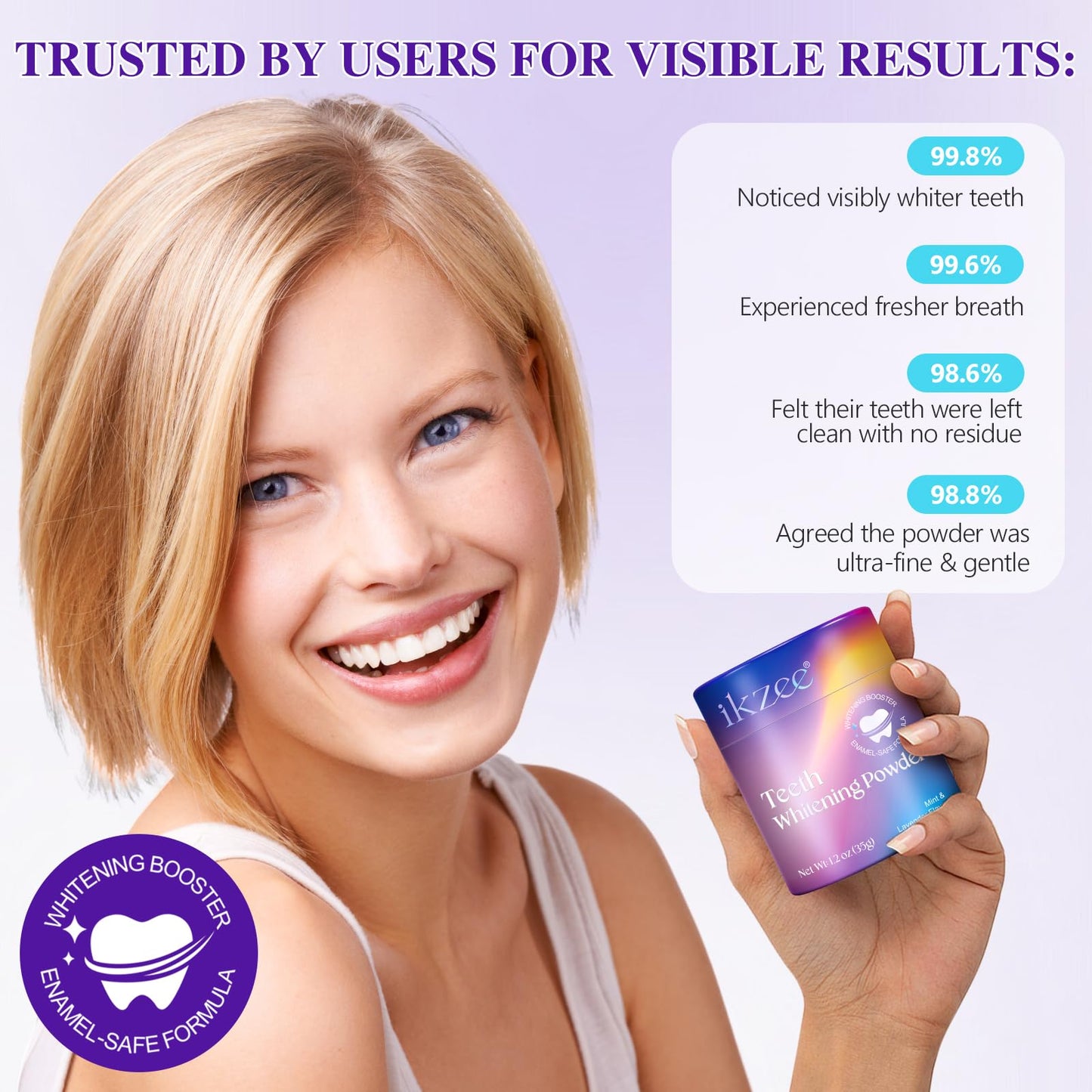 Teeth Whitening Powder – Enamel-Safe Mint & Lavender 1.2 oz | Shimmer Deluxe