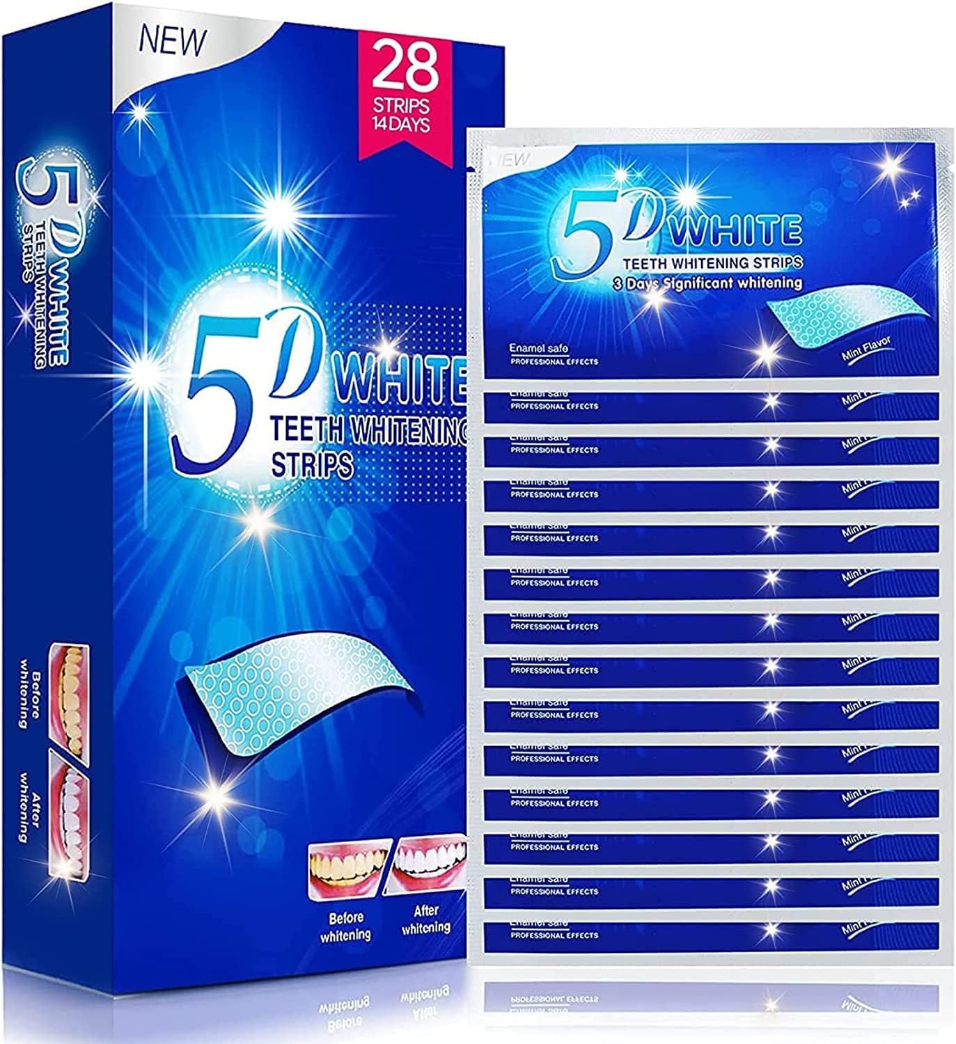 Teeth Whitening Strips – 28 Pcs, 14 Treatments, Safe for Sensitive Teeth